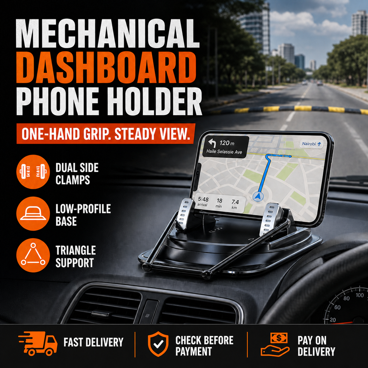 🔥 HOT SALE 🔥 Keep your map steady and your road view clear with a mechanical low-dashboard phone holder