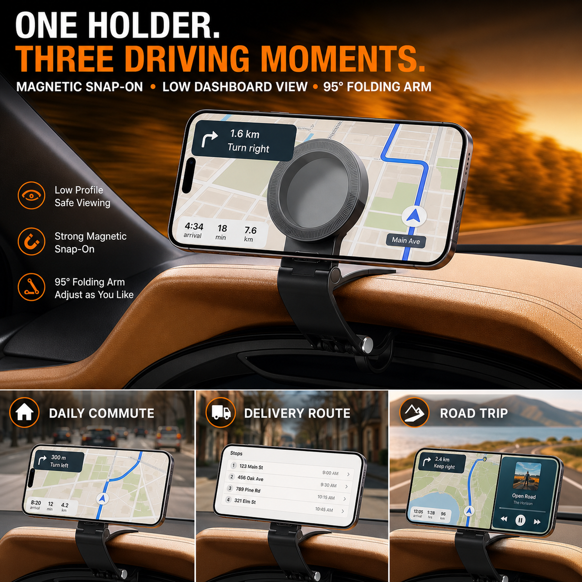 🔥 HOT SALE 🔥 COD! 95° Foldable Magnetic Dashboard Phone Holder | Nairobi Inventory