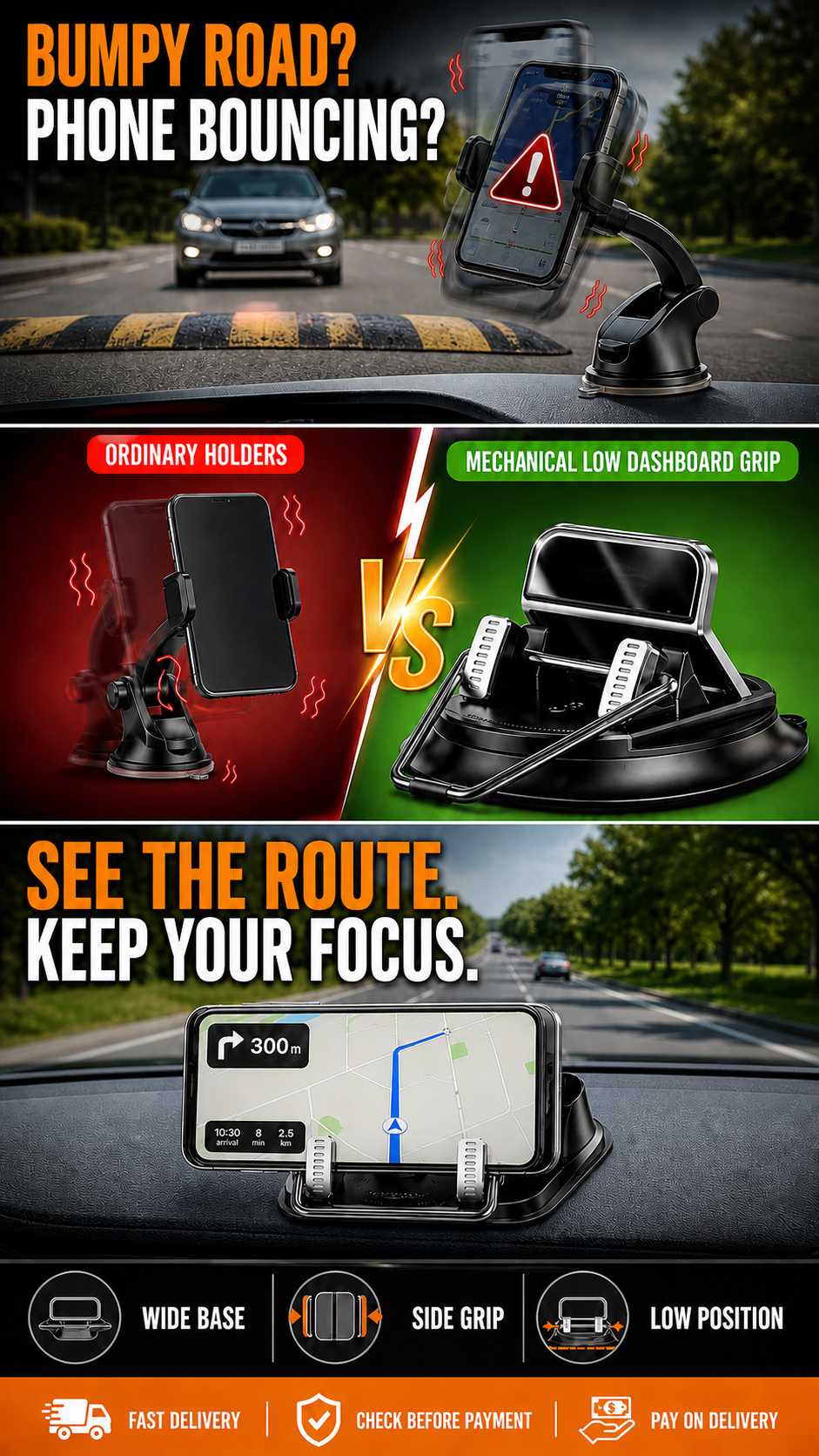 🔥 HOT SALE 🔥 Keep your map steady and your road view clear with a mechanical low-dashboard phone holder